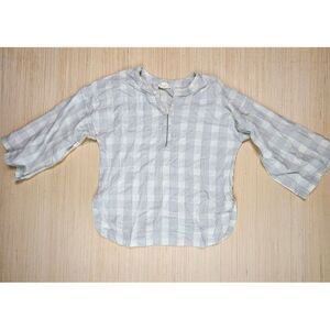 Anokhi Blouse Womens Shirt Size S Boho‎ Checkered Winter Blue Rustic